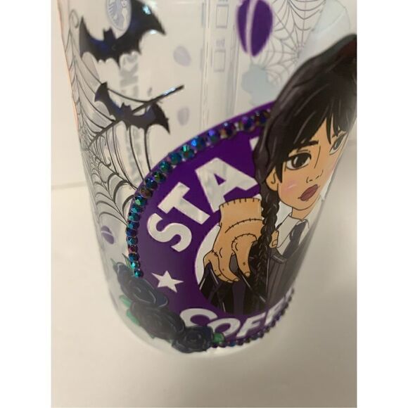 Handmade Beer can shaped glass cup with Bamboo lid, straw topper, Wednesday - Picture 10 of 11